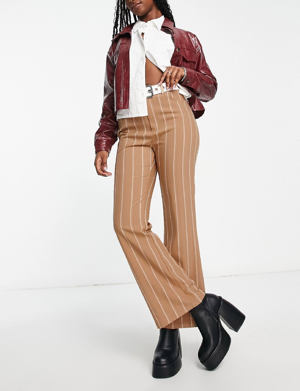Pantaloni Reclaimed Vintage, maro deschis - 1 | YEO