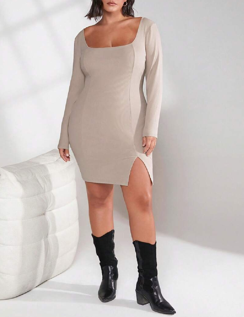 Rochie scurta SHEIN CURVE, bej
