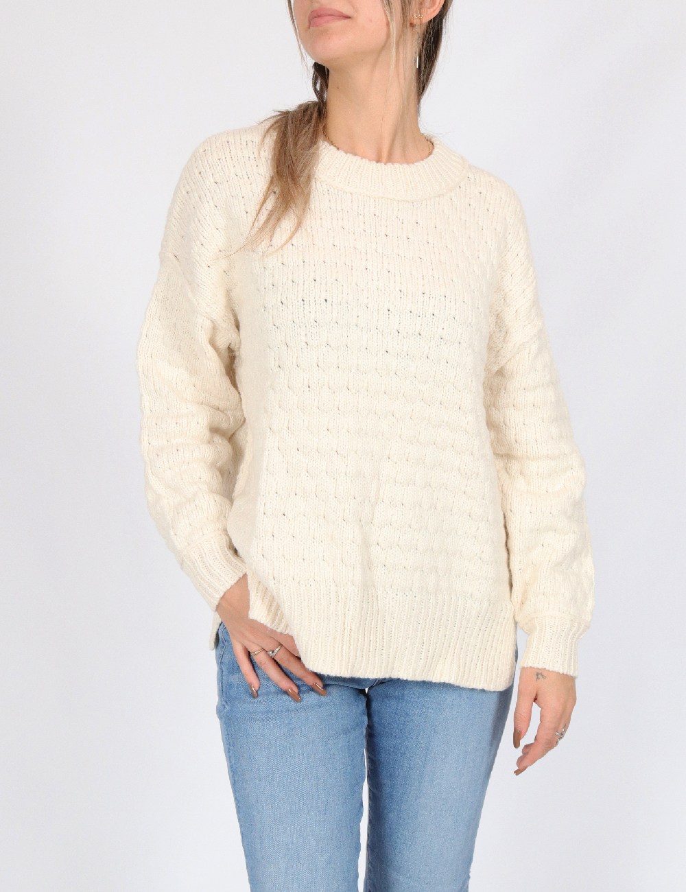 Pulover aerie, ecru