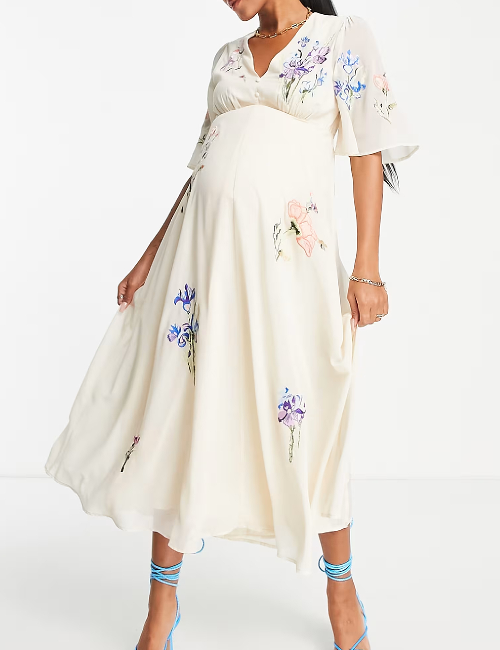Rochie lunga Hope & Ivy Maternity, crem