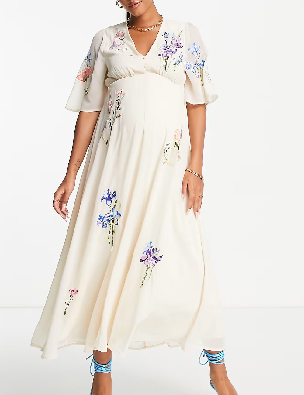 Rochie lunga Hope & Ivy Maternity, crem - 1 | YEO