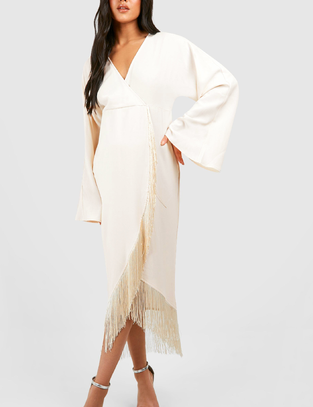 Rochie medie Boohoo maternity, crem