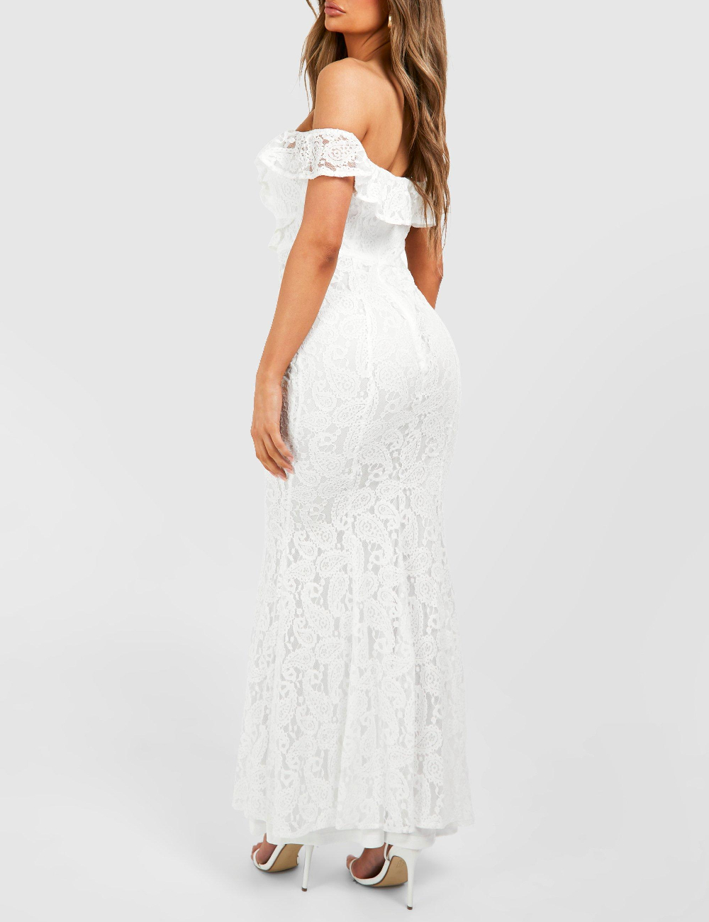 Rochie lunga Boohoo, alb - 1 | YEO