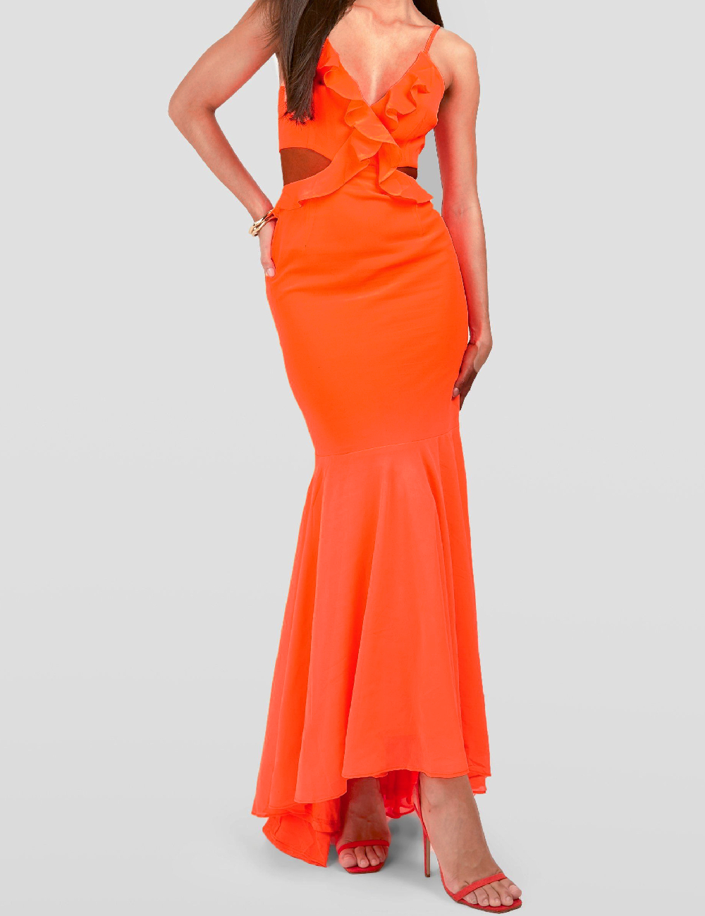 Rochie lunga Boohoo, portocaliu