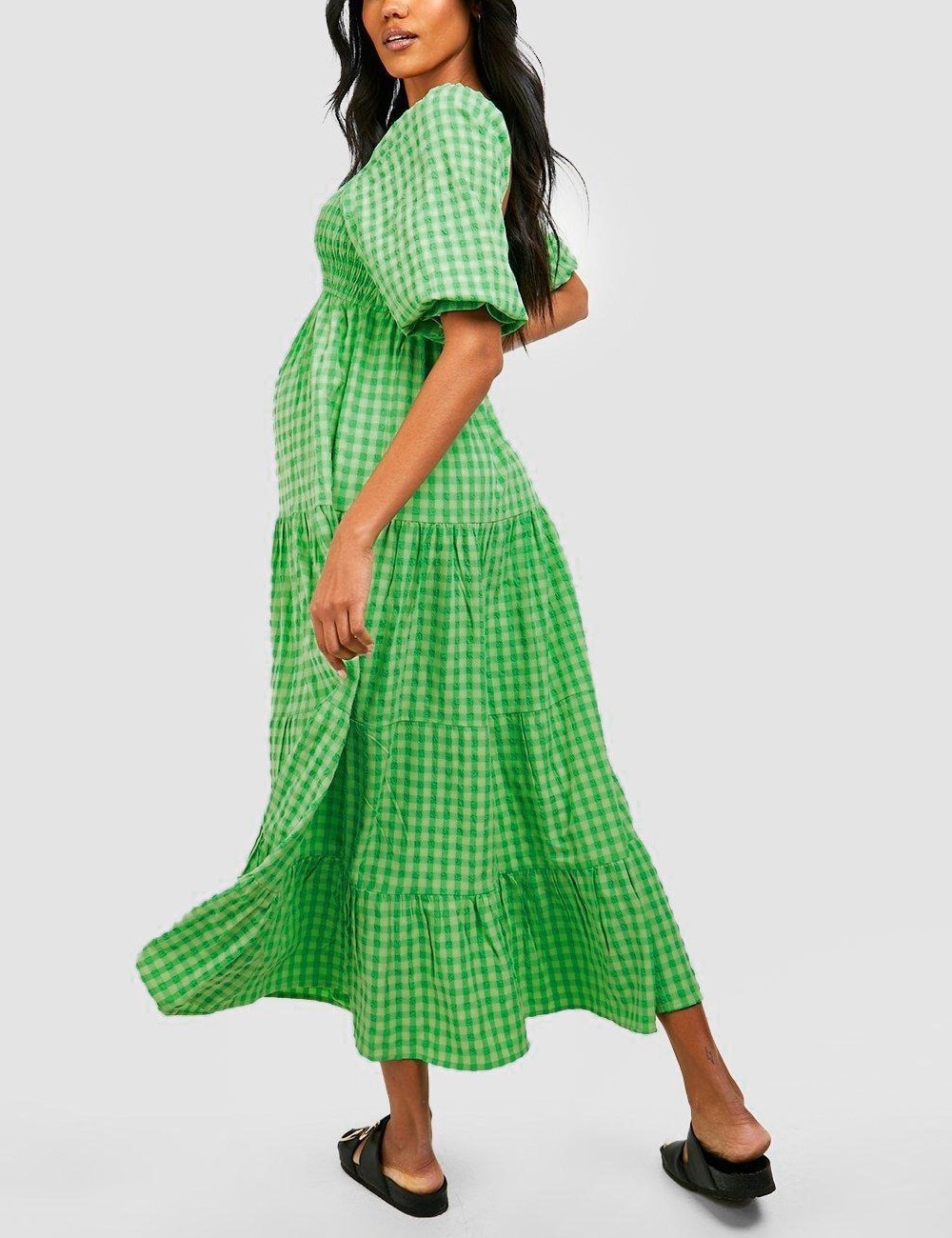 Rochie medie Boohoo maternity, verde - 1 | YEO