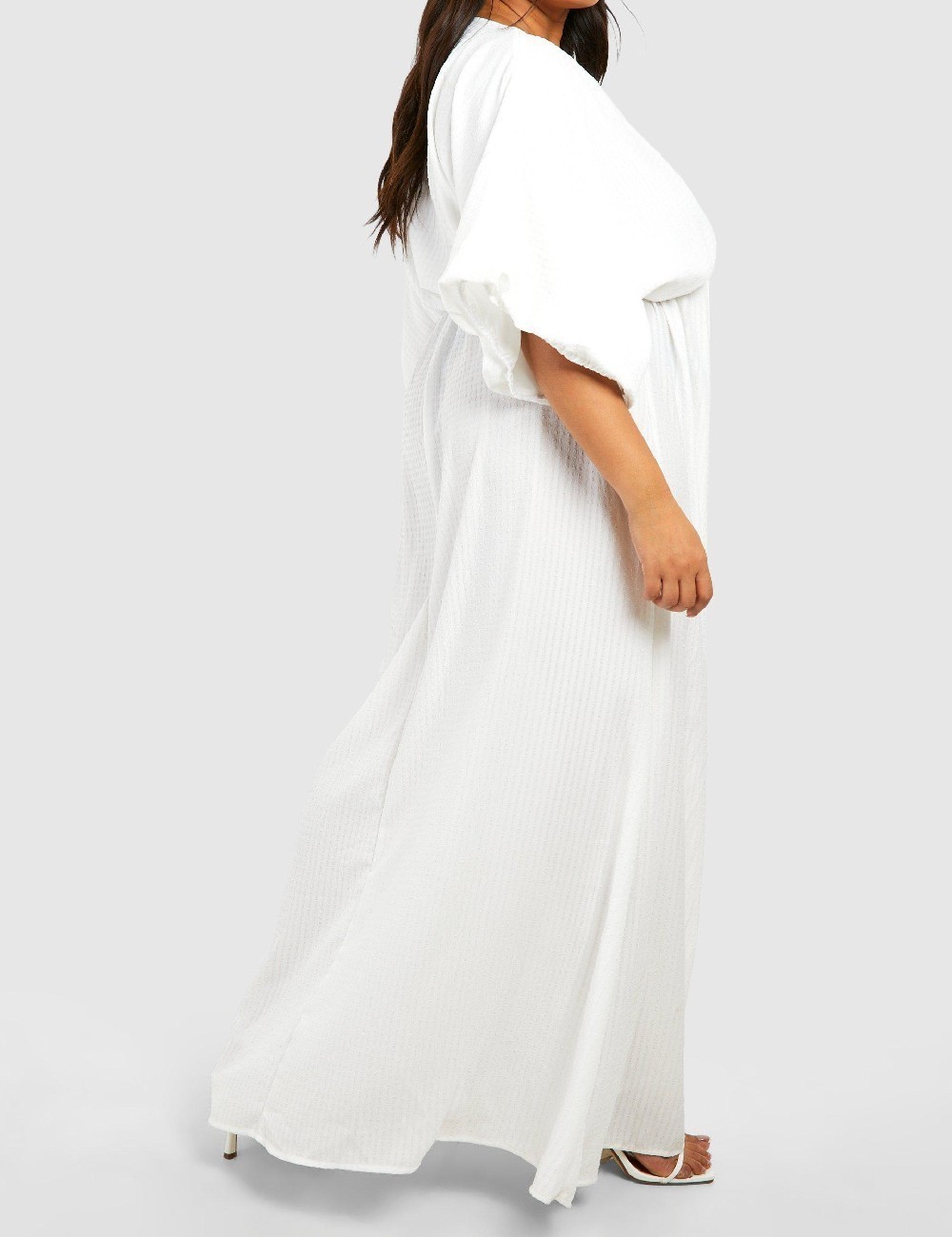 Rochie lunga Boohoo Plus Size, alb - 1 | YEO