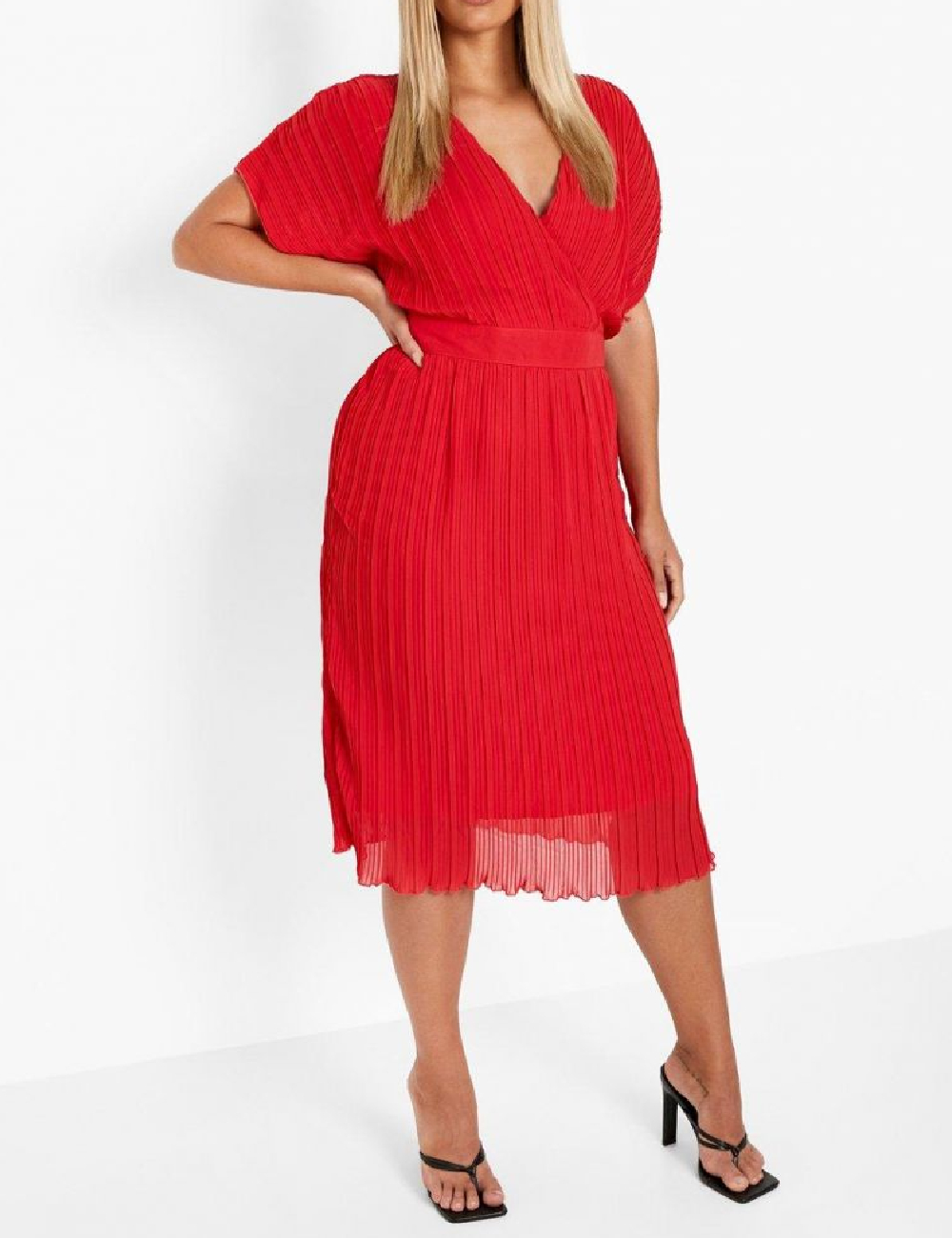 Rochie medie Boohoo Plus Size, rosu - 1 | YEO