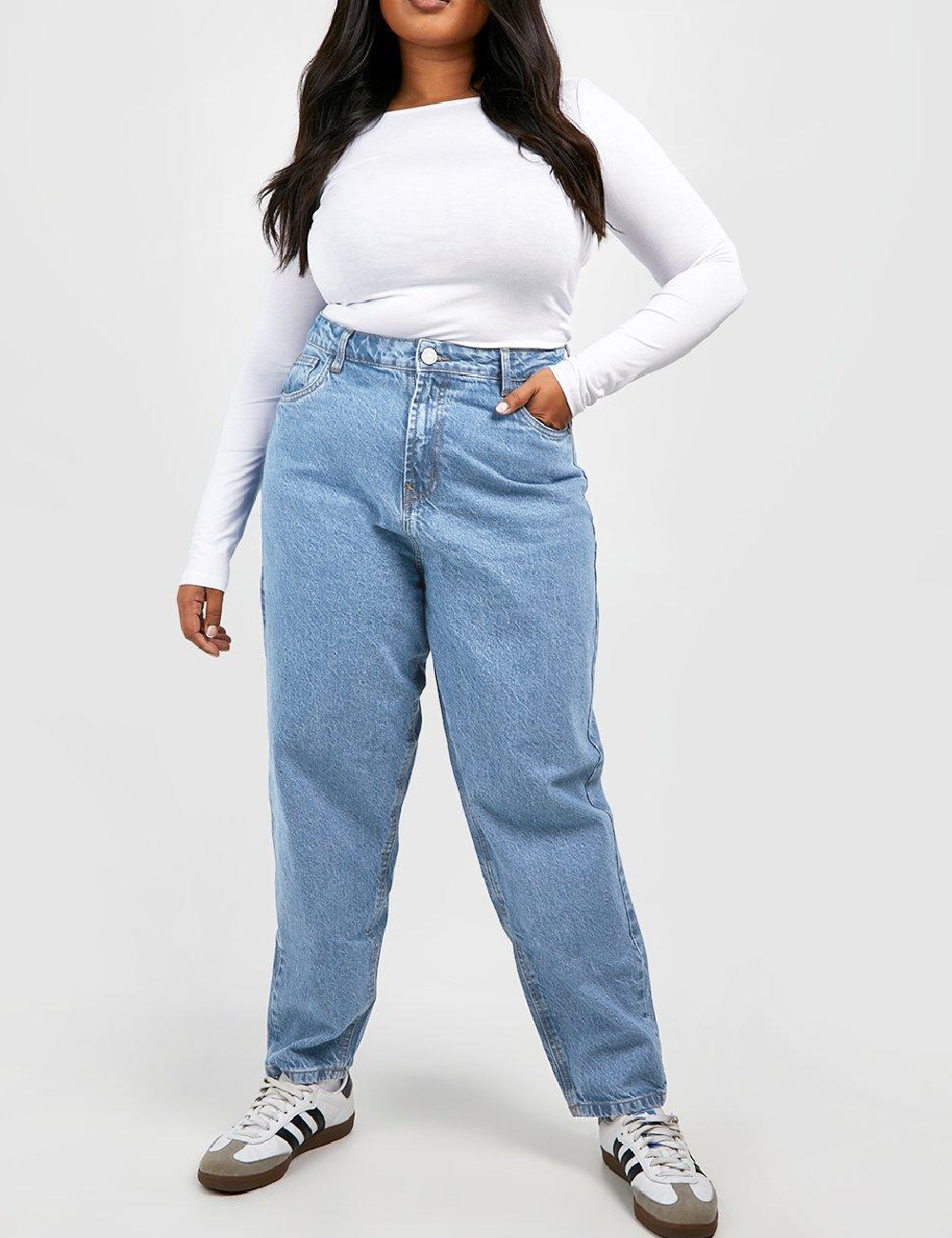 Blugi Boohoo Plus Size, albastru