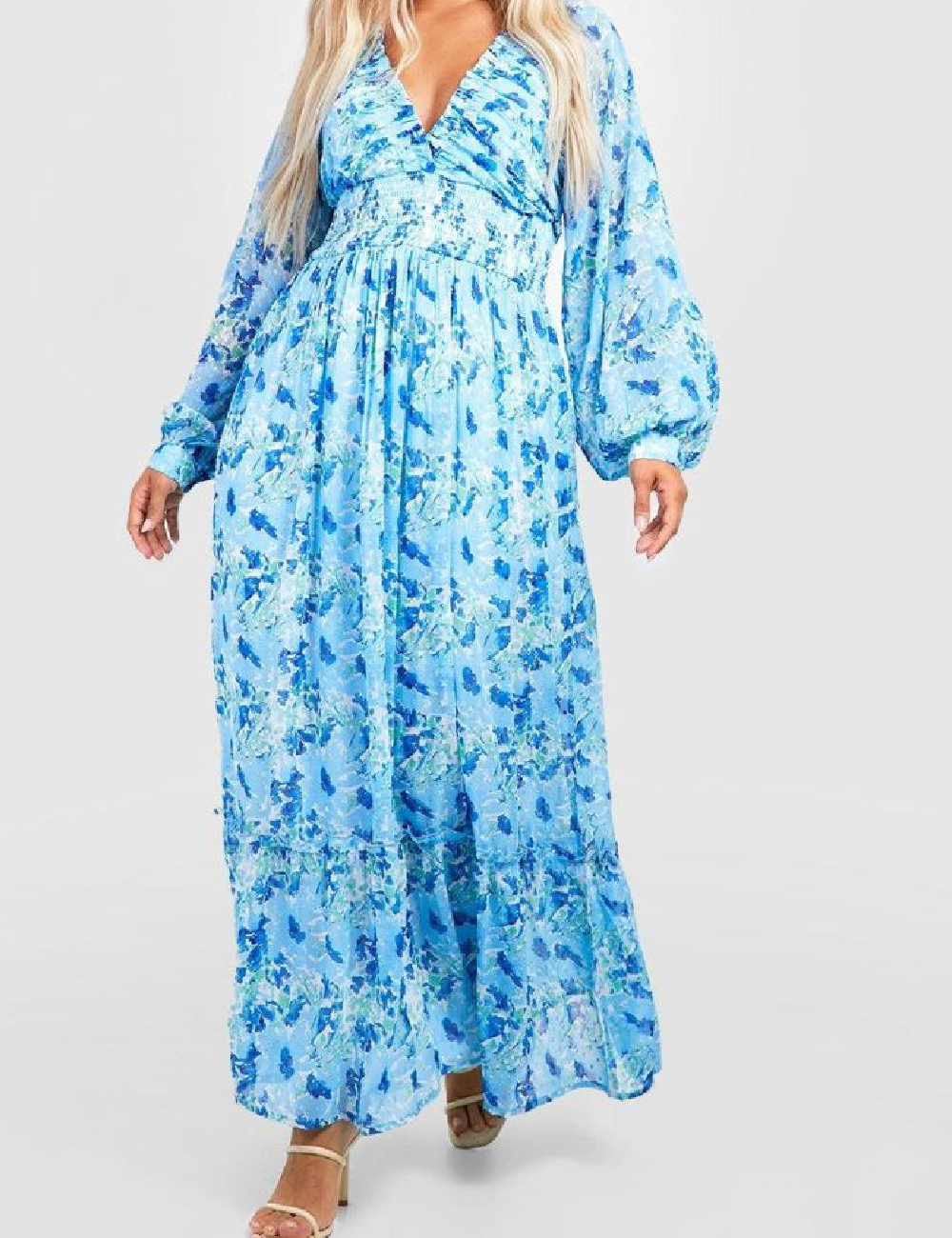 Rochie lunga Boohoo Plus Size, albastru