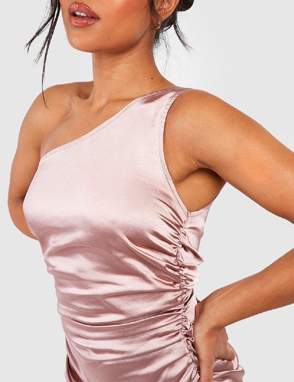 Rochie lunga Boohoo, roz pudra - 1 | YEO