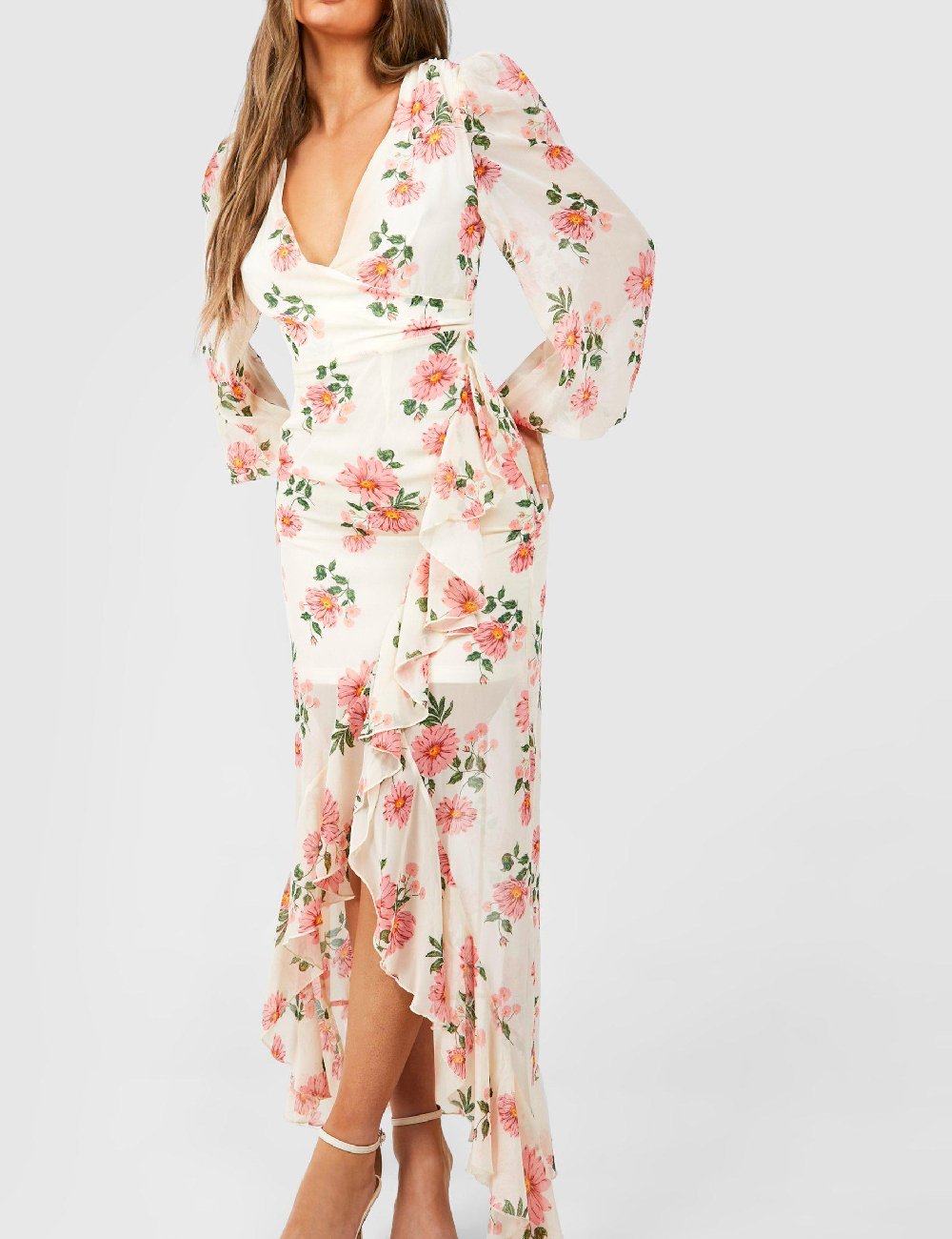 Rochie lunga Boohoo, floral