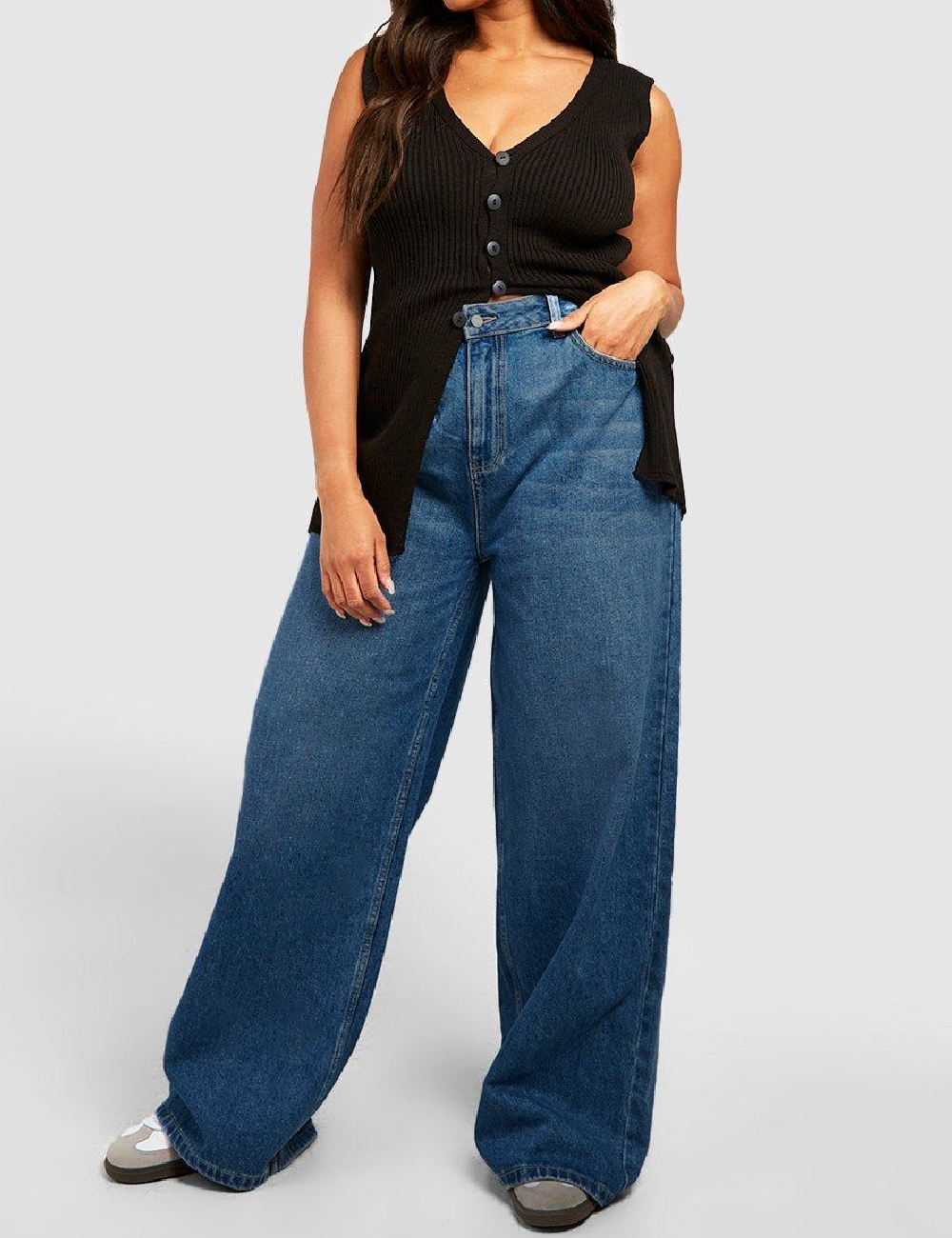 Blugi Boohoo Plus Size, albastru