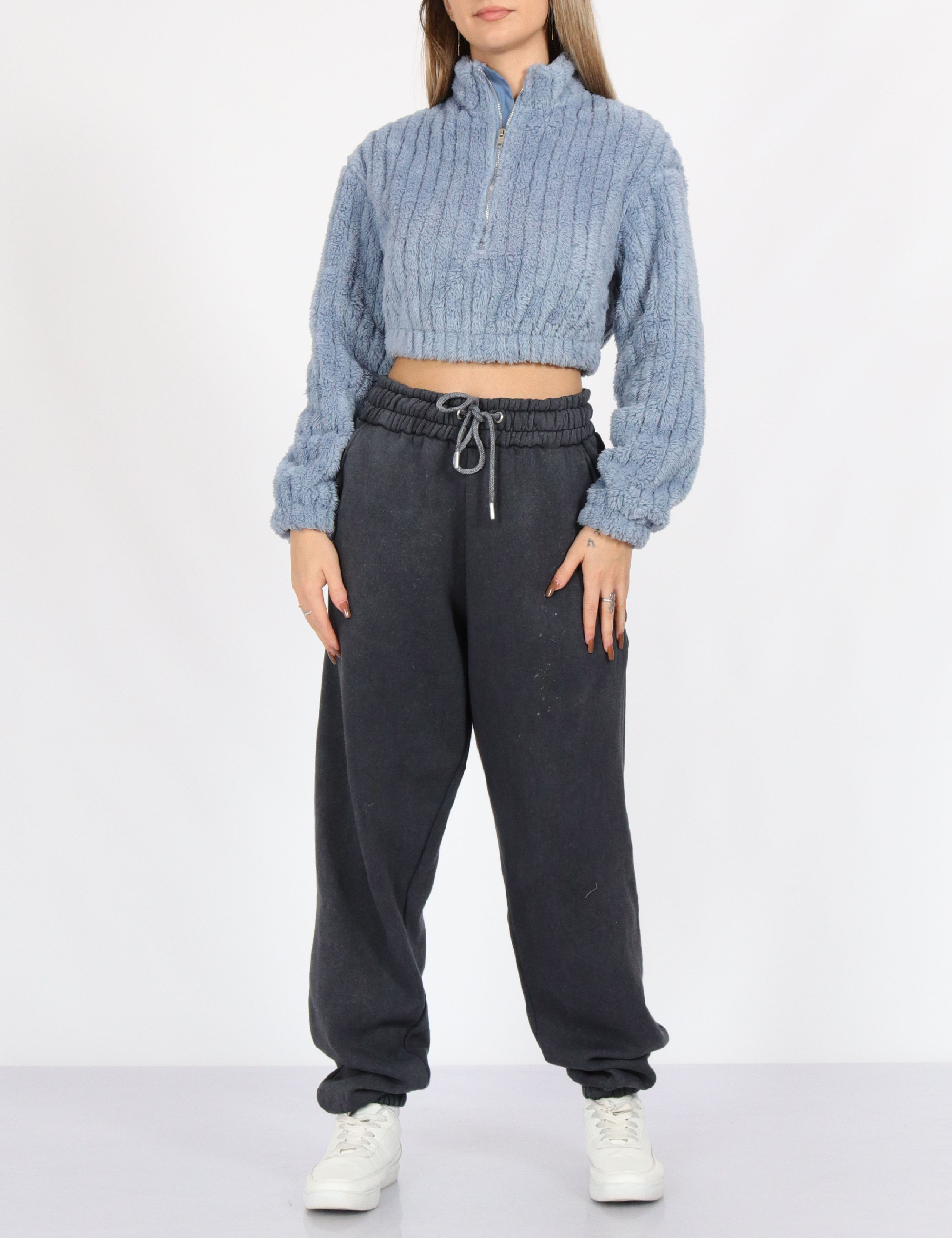Pantaloni Boohoo, bleumarin inchis