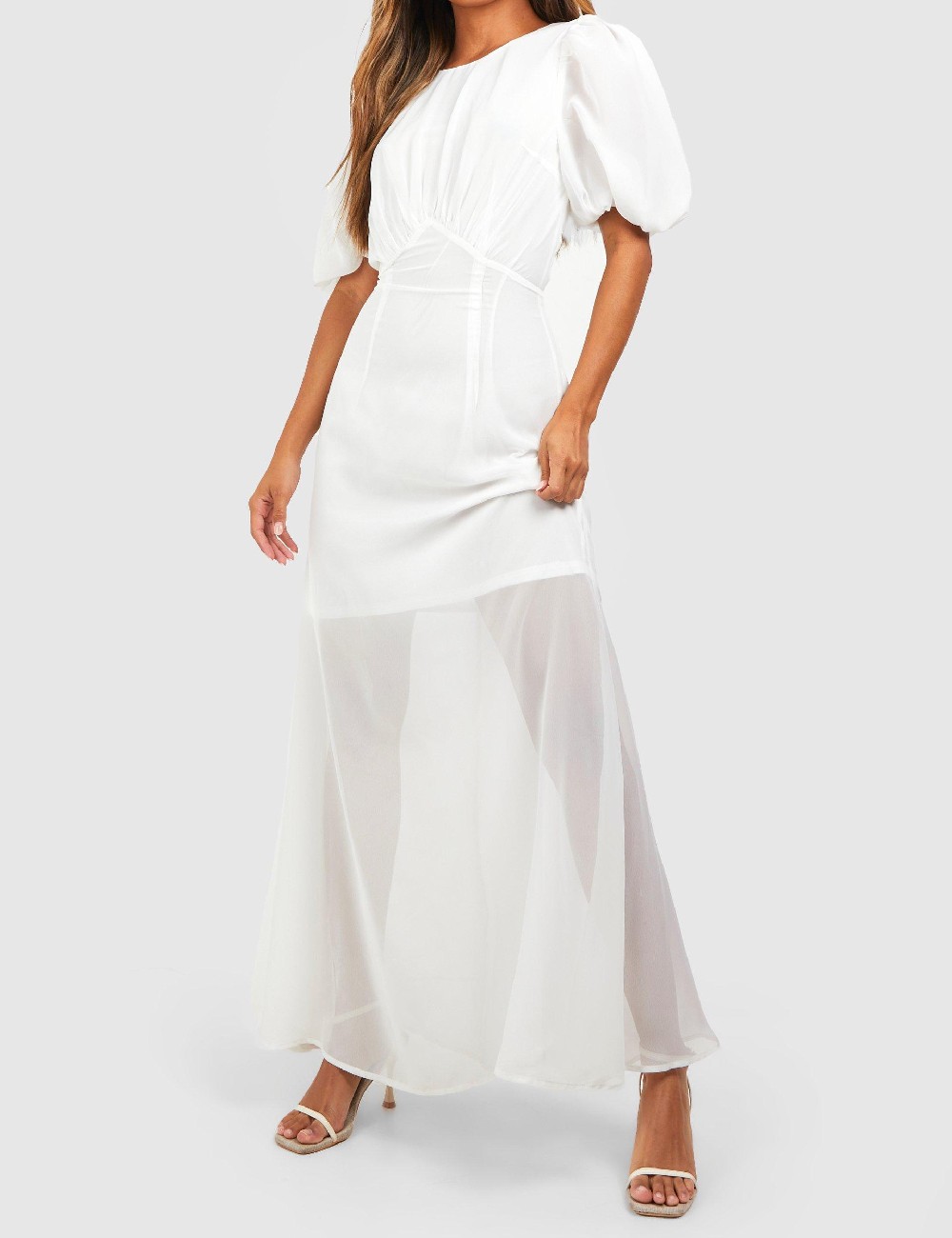 Rochie lunga Boohoo, alb - 1 | YEO