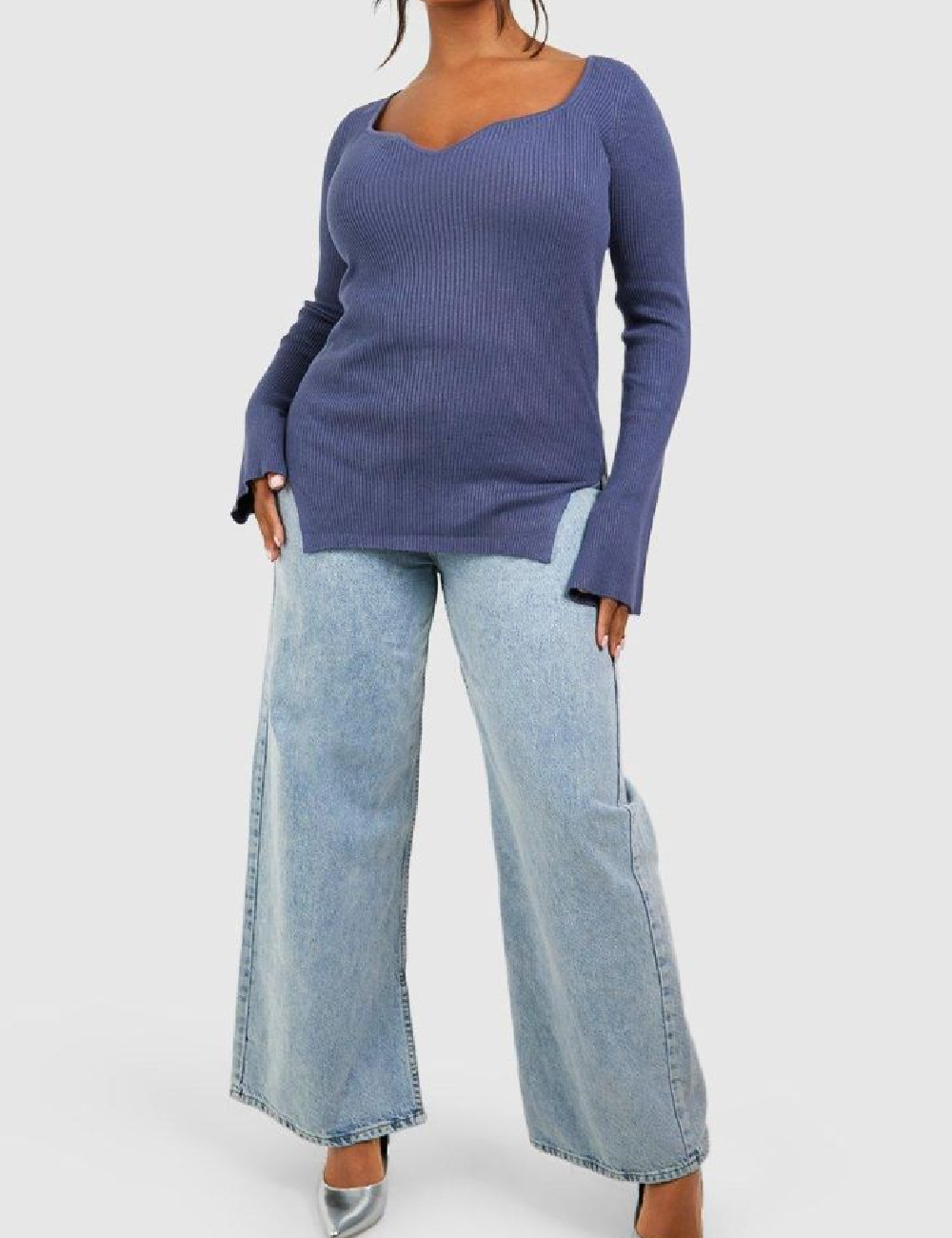 Bluza Boohoo Plus Size, bleumarin