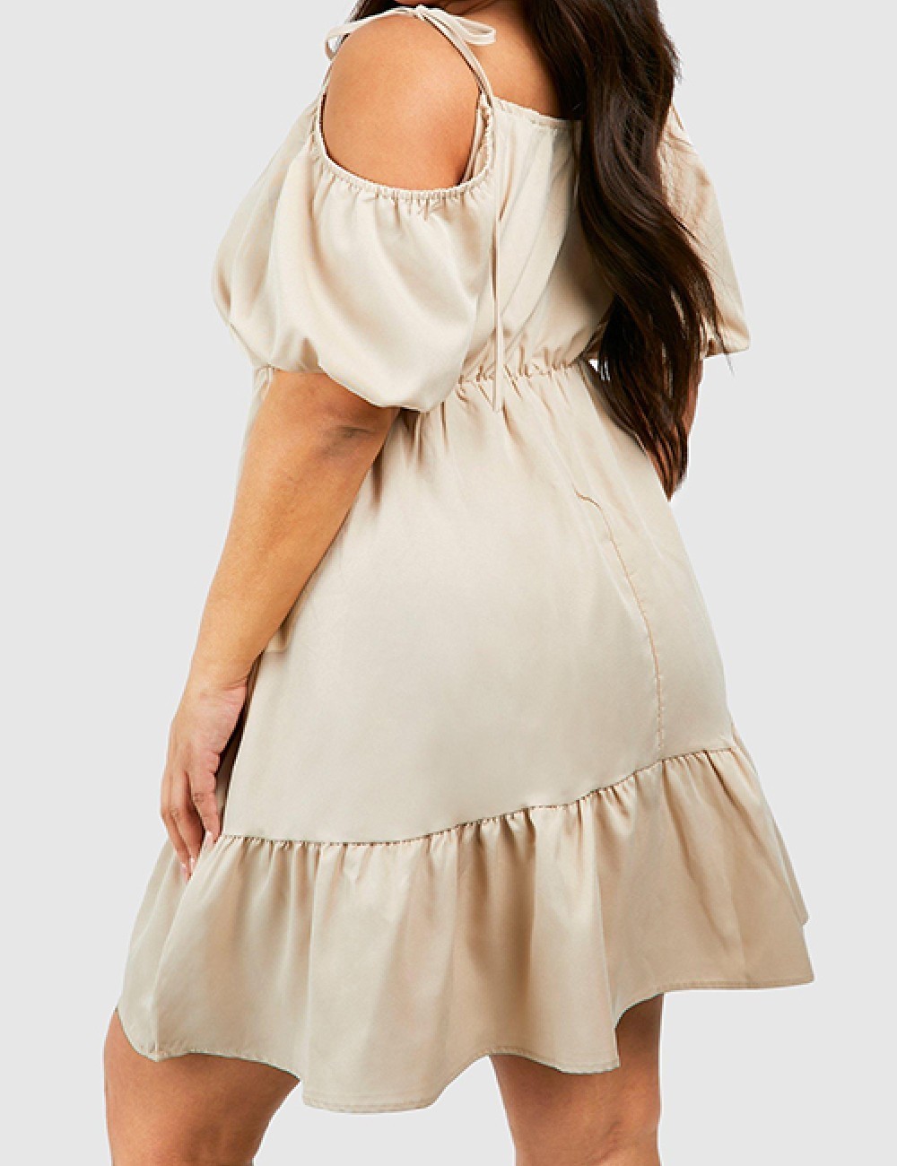 Rochie scurta Boohoo Plus Size, bej - 1 | YEO