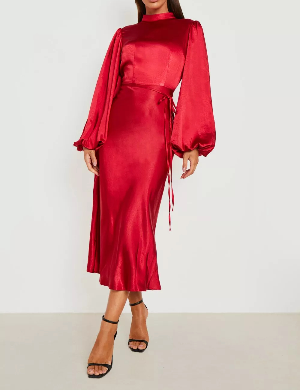 Rochie medie Boohoo, rosu