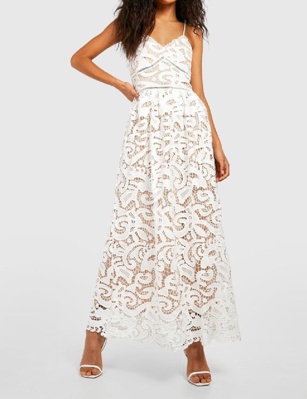 Rochie lunga Boohoo, alb