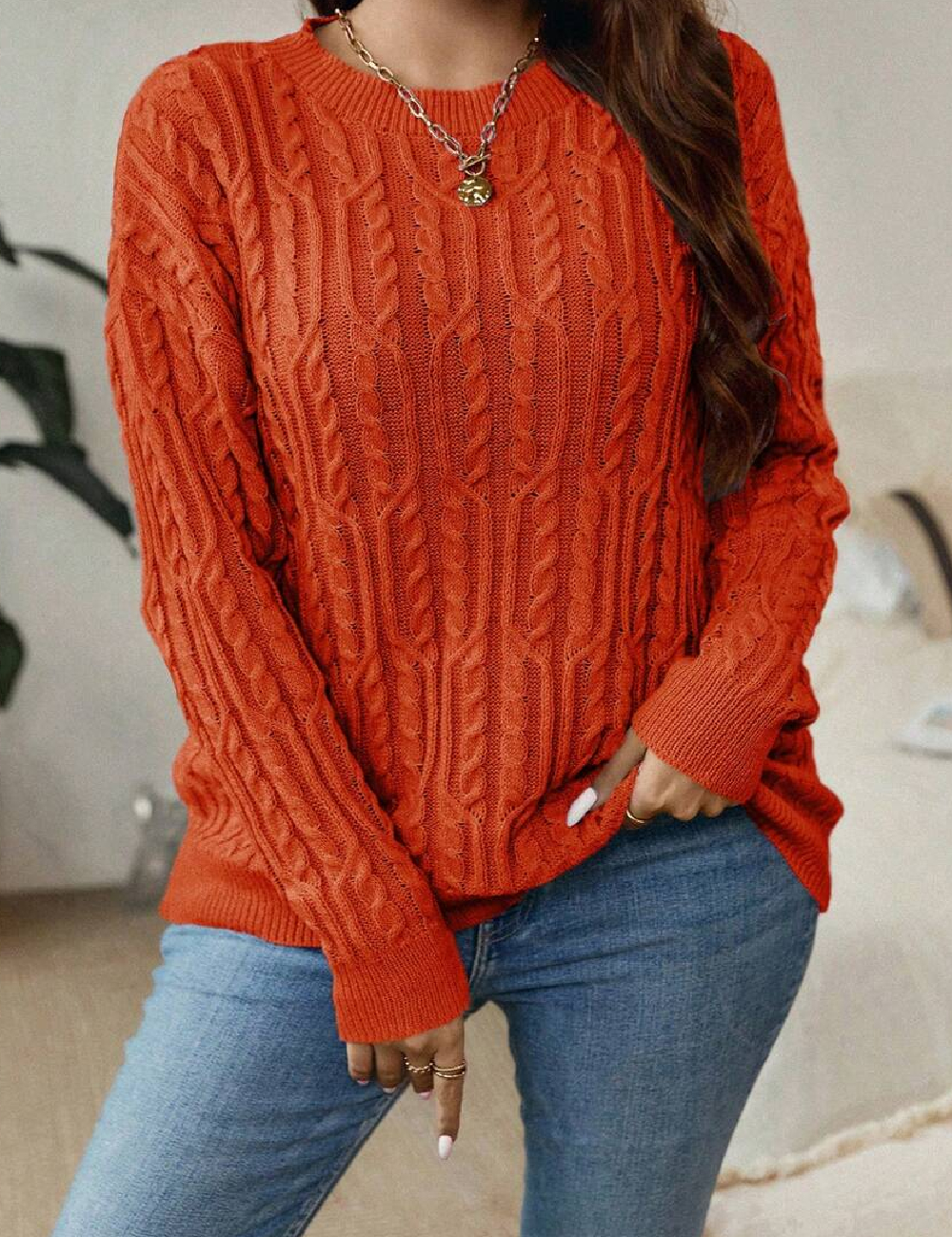 Pulover SHEIN CURVE, portocaliu