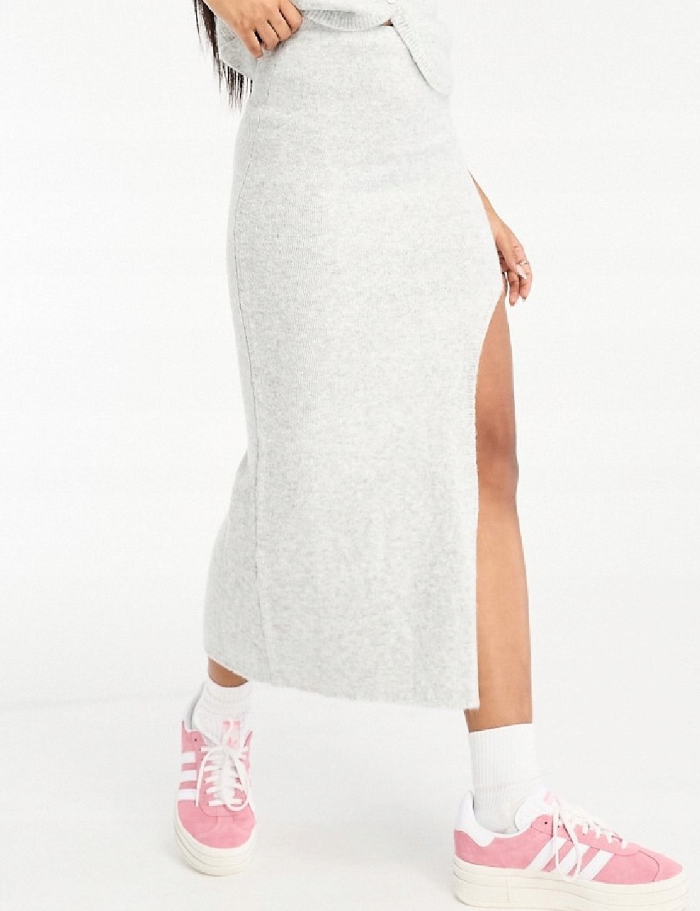 Fusta Pull&Bear, gri deschis - 1 | YEO