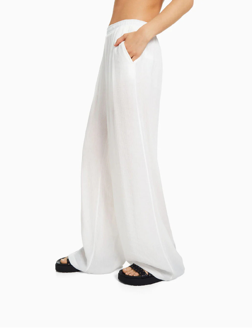 Pantaloni Bershka, alb - 1 | YEO
