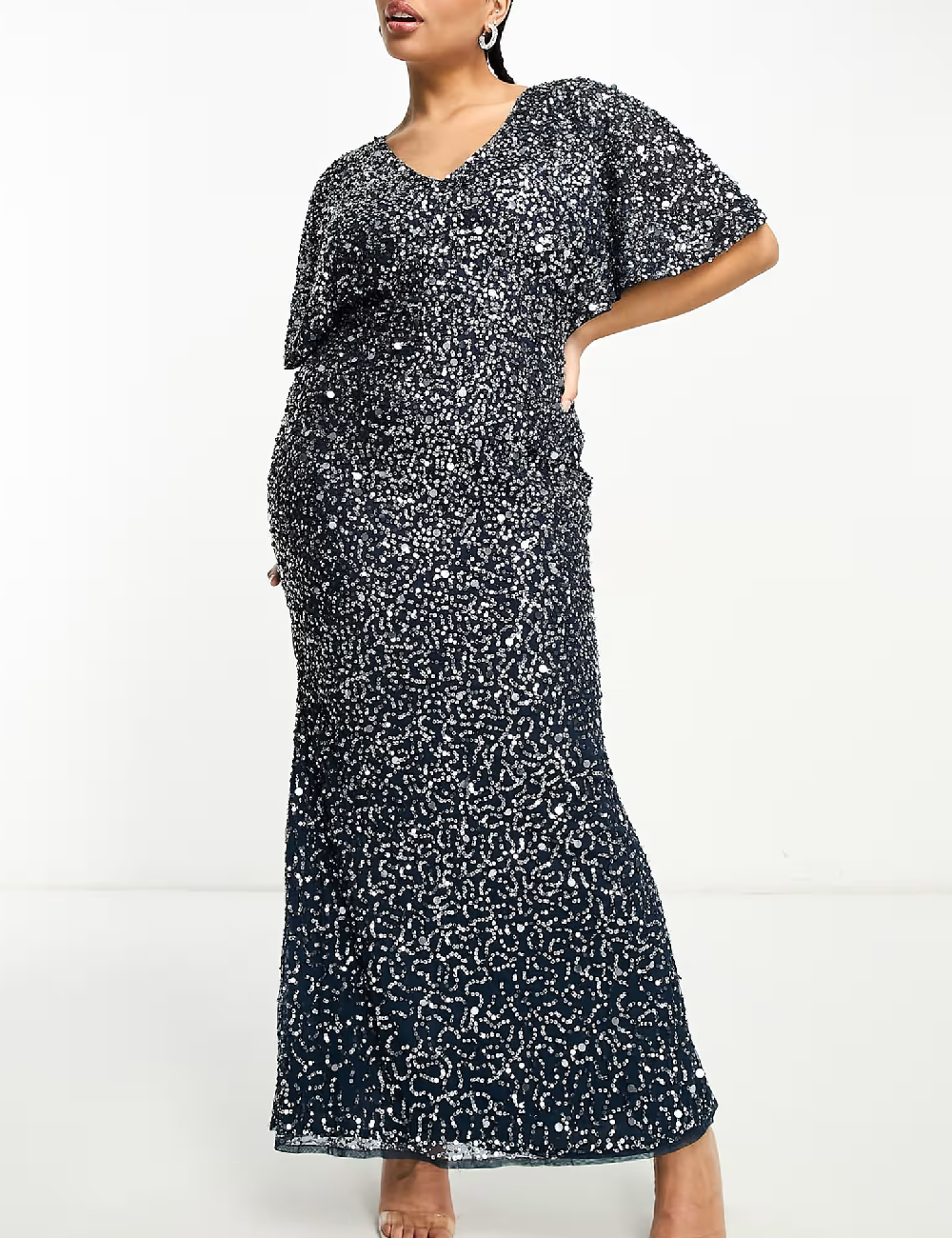 Rochie lunga Beauut Plus Size, bleumarin