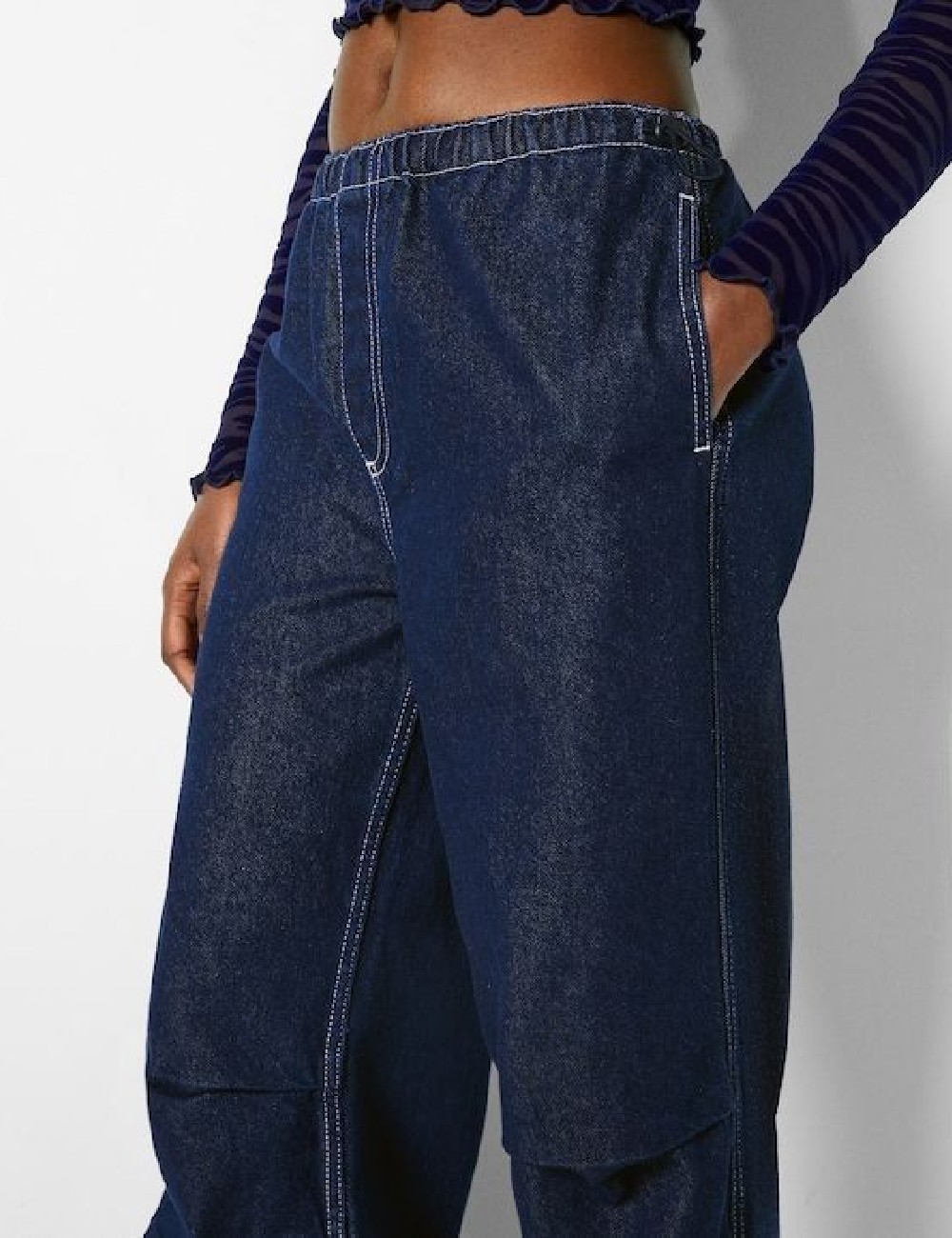 Pantaloni Bershka, bleumarin - 1 | YEO
