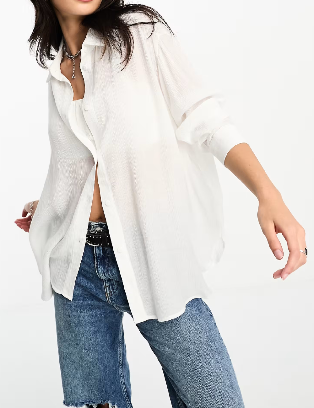 Camasa Oversize Bershka, alb