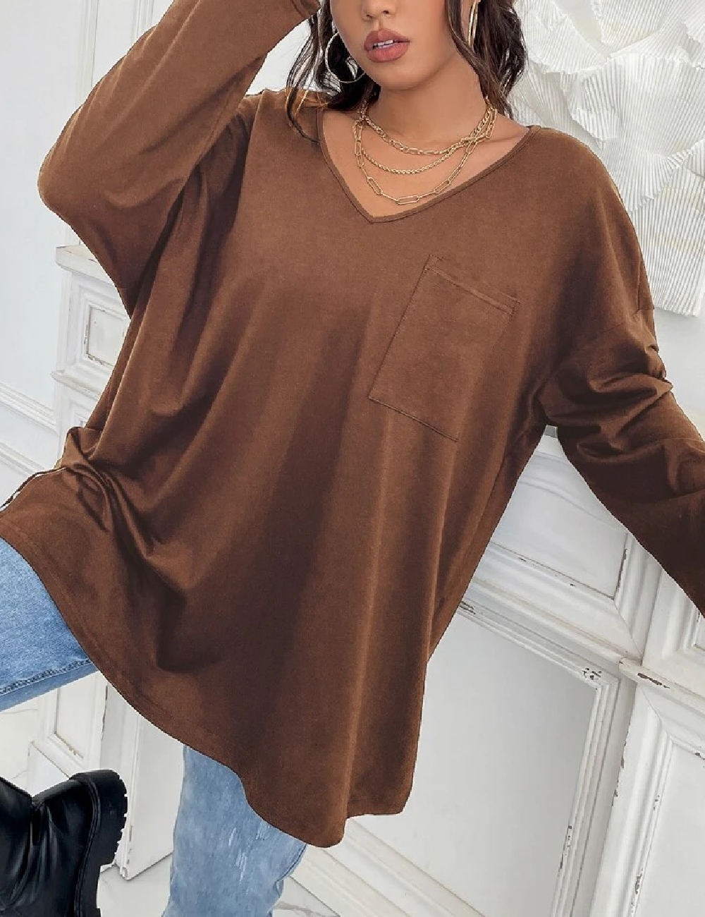 Bluza SHEIN CURVE, maro - 1 | YEO