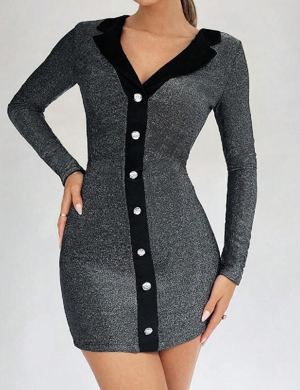 Rochie scurta SHEIN, gri inchis - 1 | YEO