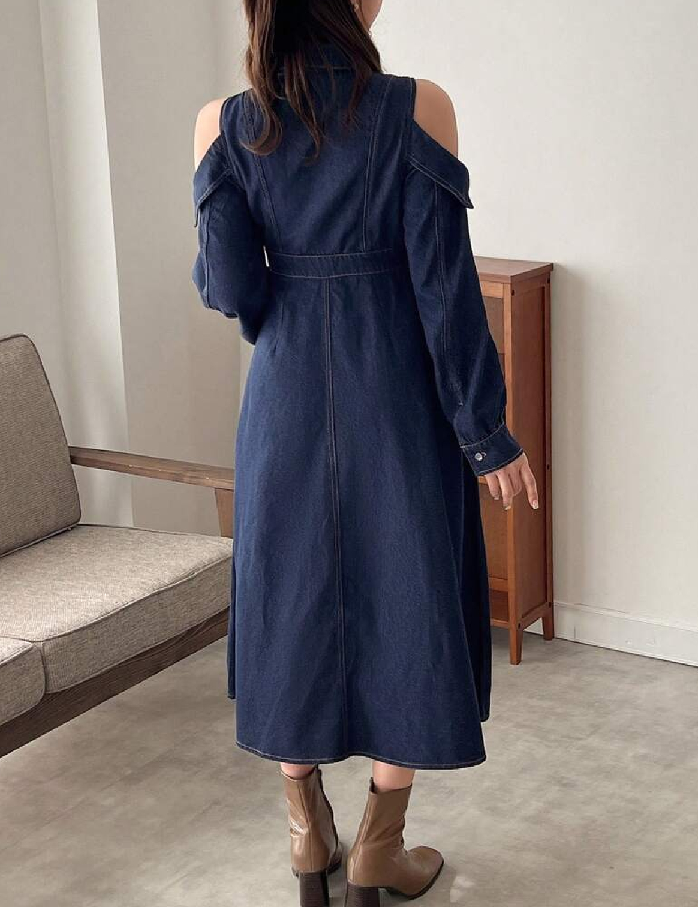 Rochie medie Friful, albastru - 1 | YEO