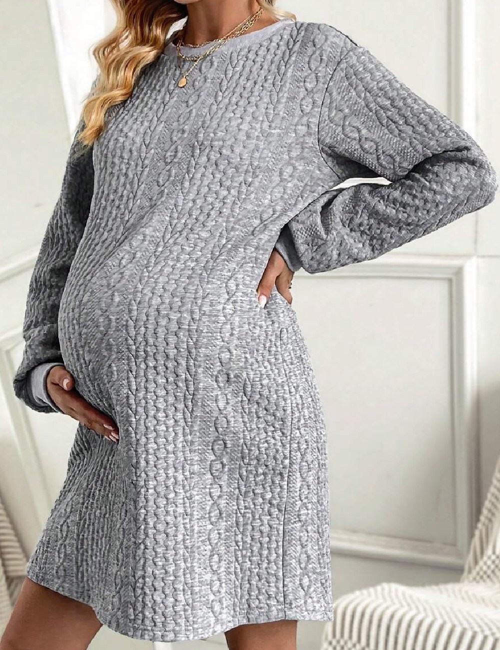 Rochie scurta SHEIN Maternity, gri - 1 | YEO