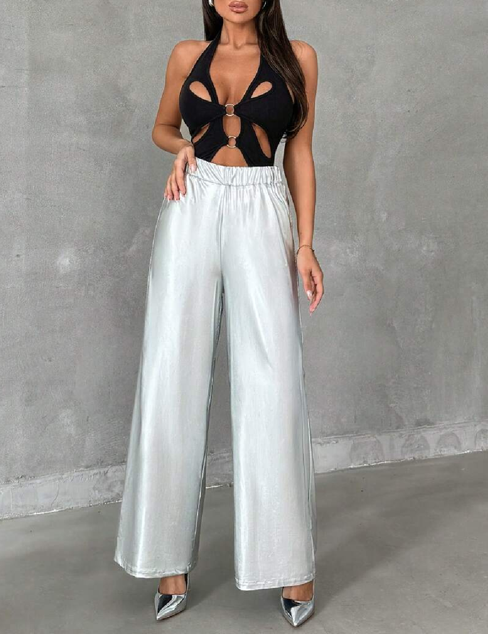 Pantaloni Miss Quull, argintiu - 1 | YEO