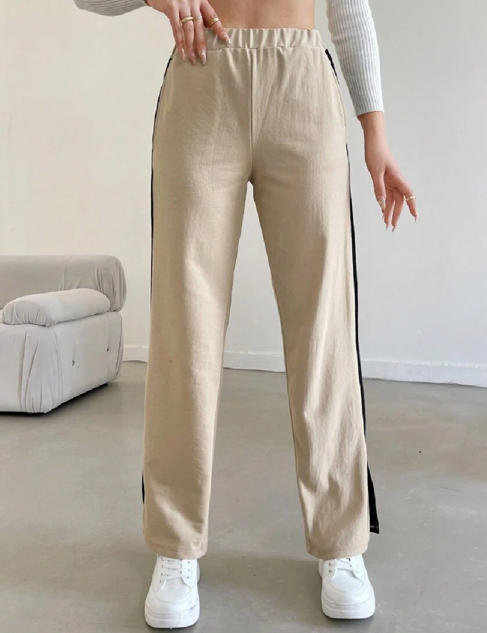 Pantaloni SHEIN, bej - 1 | YEO