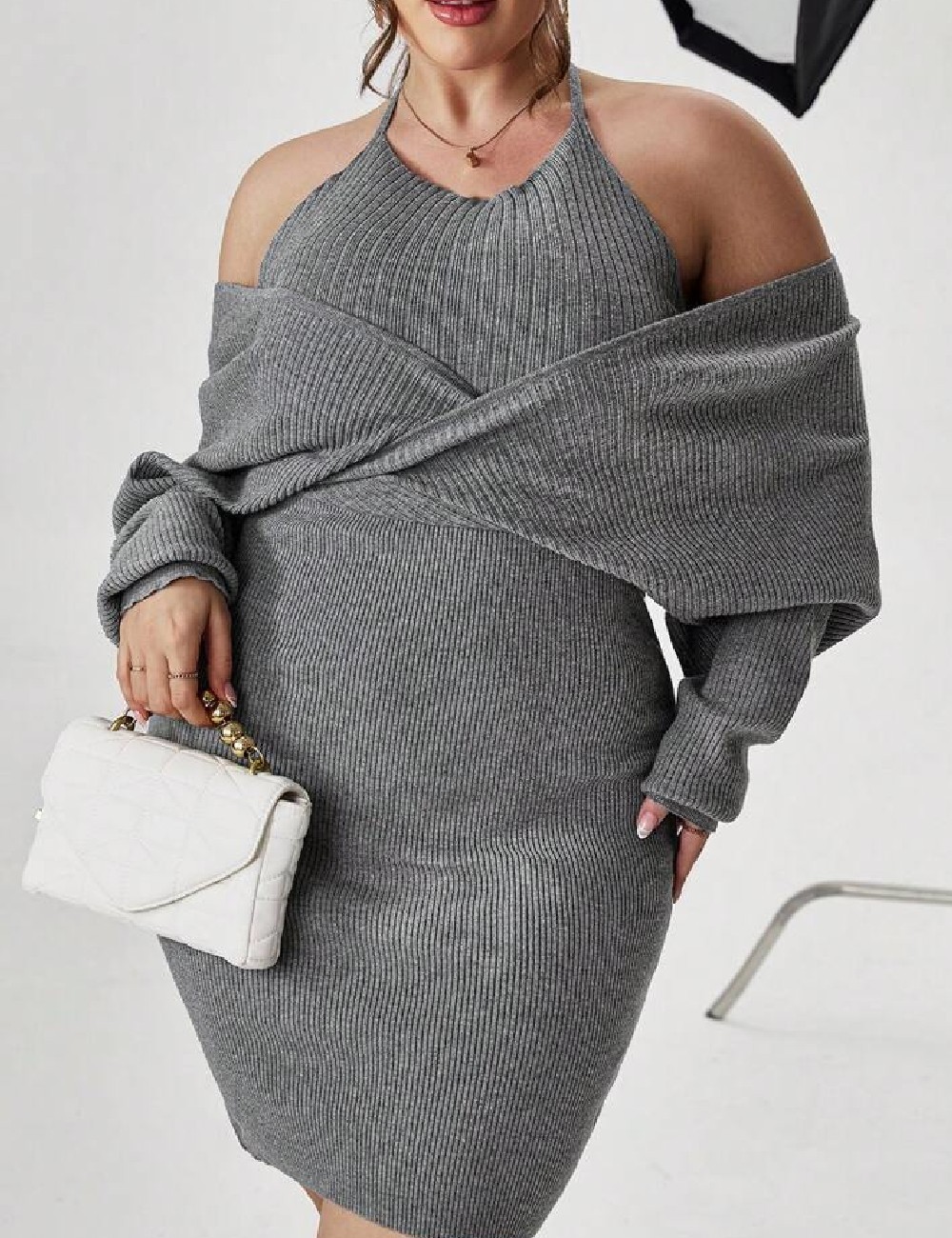 Rochie scurta SHEIN CURVE, gri - 1 | YEO