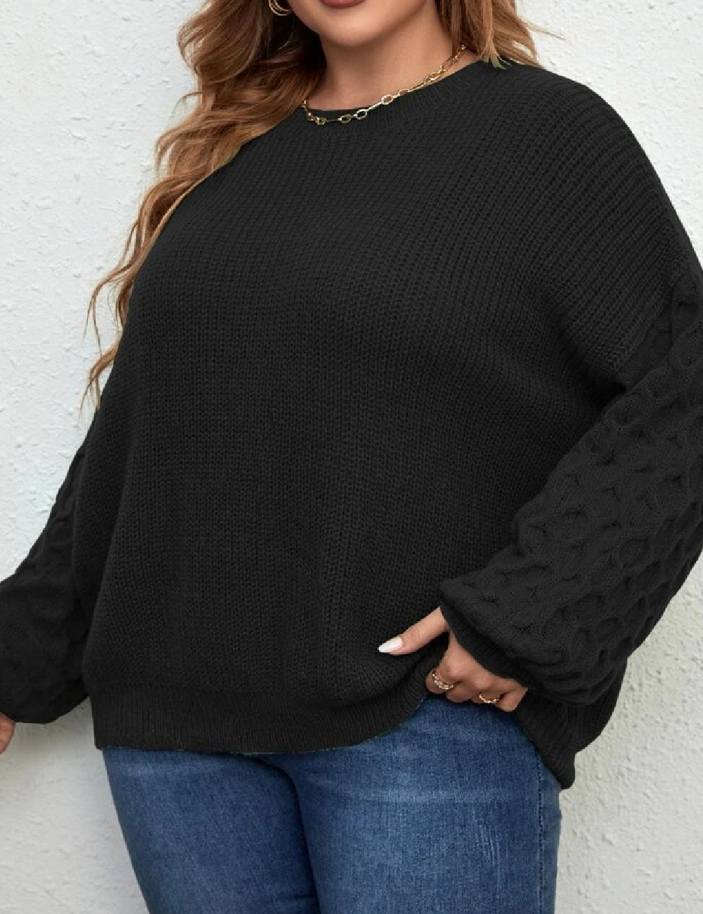 Pulover SHEIN CURVE, negru - 1 | YEO