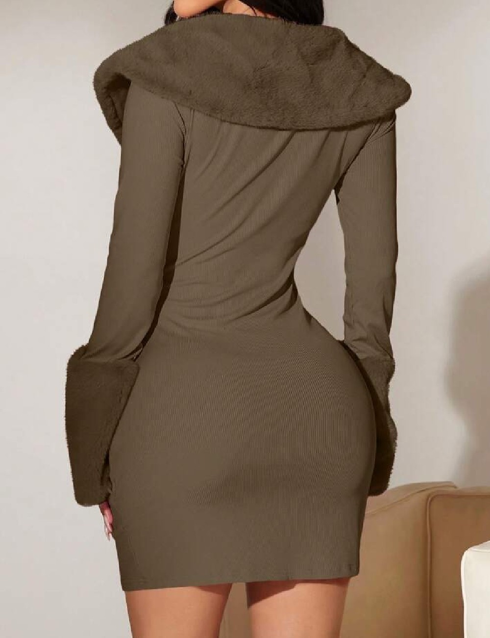 Rochie scurta SHEIN, maro - 1 | YEO