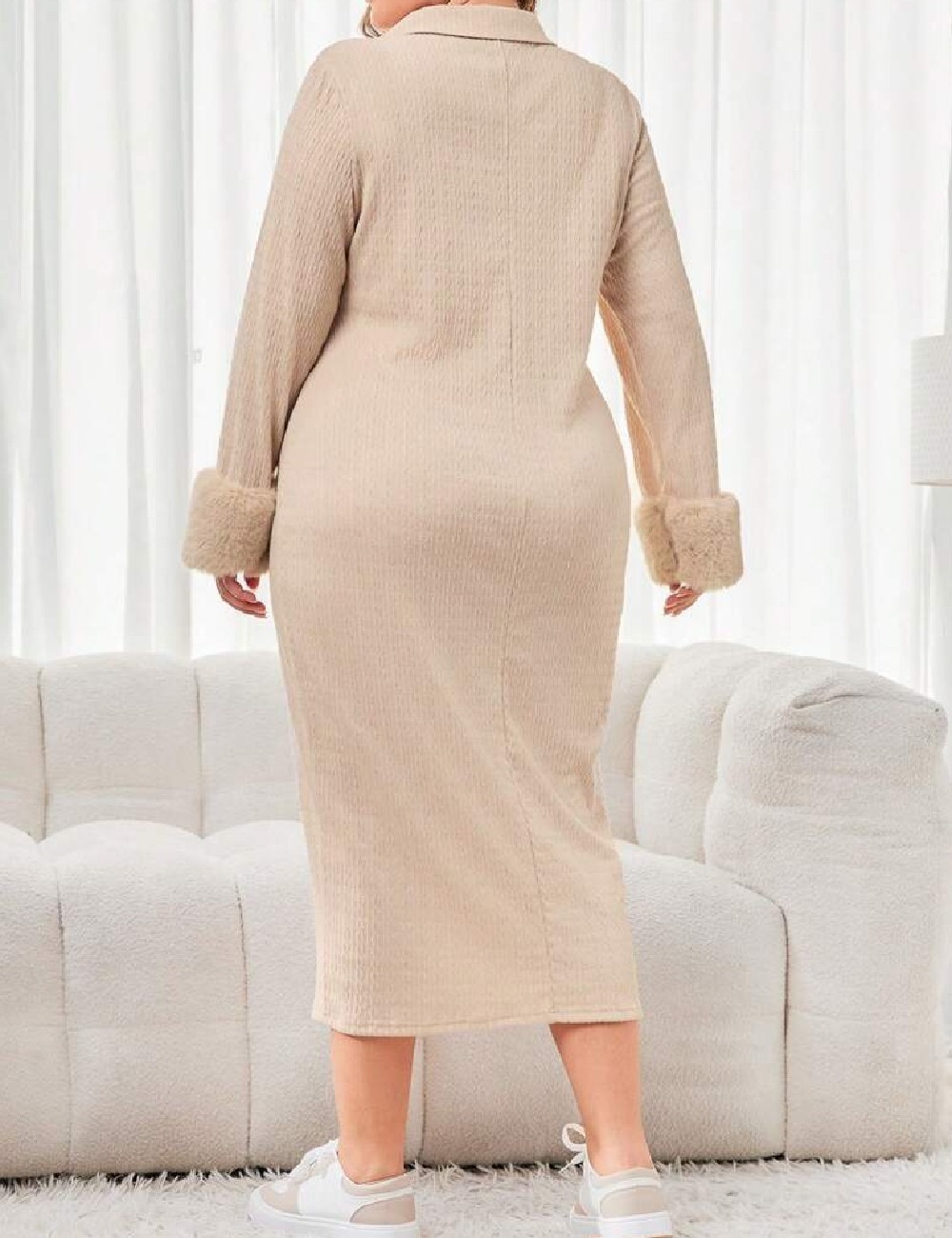 Rochie medie SHEIN CURVE, crem - 1 | YEO