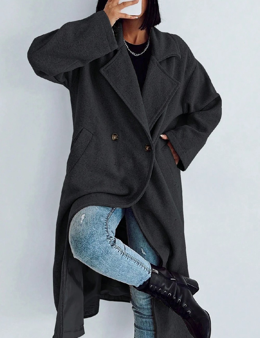 Palton SHEIN, gri - 1 | YEO