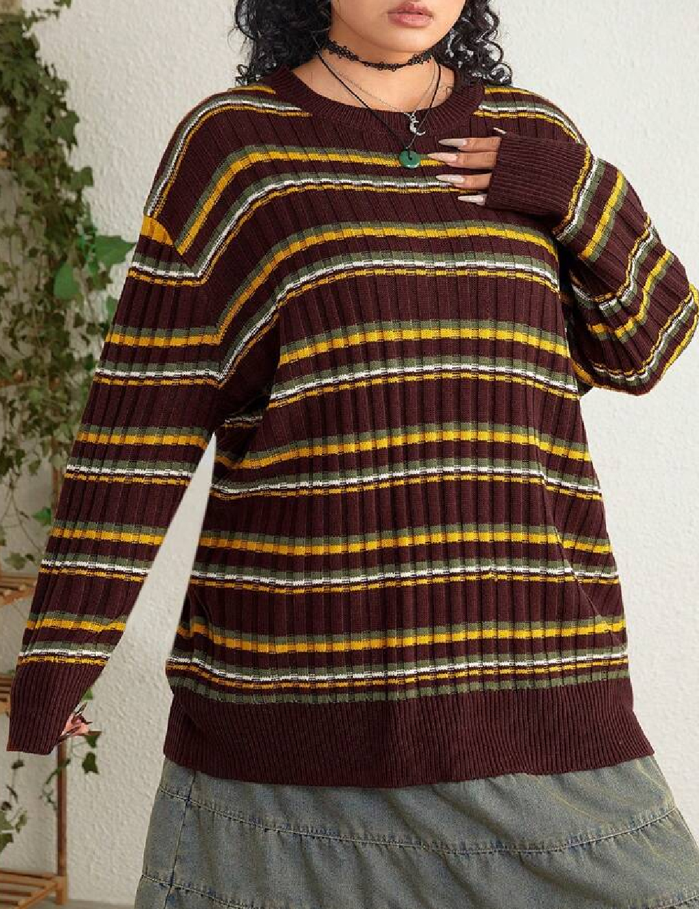 Bluza romwe plus size, maro