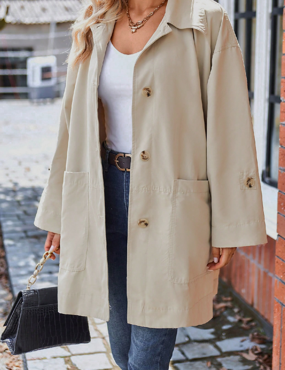 Trench SHEIN, crem - 1 | YEO