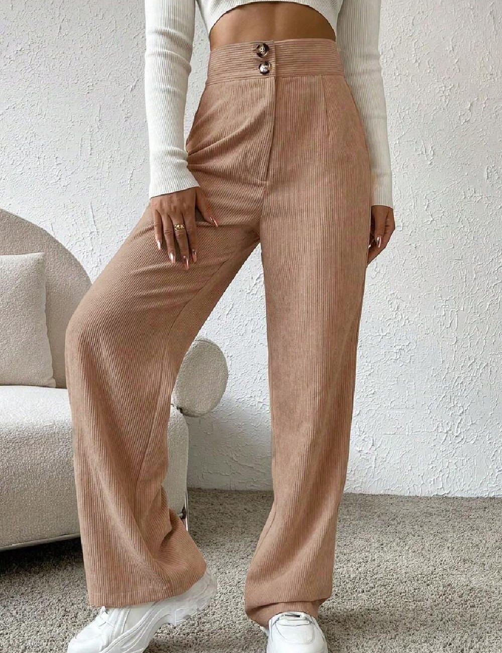 Pantaloni SHEIN, maro deschis - 1 | YEO