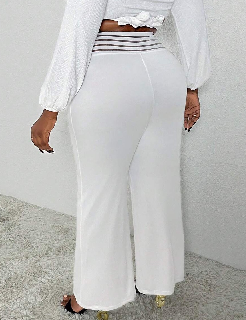 Pantaloni SHEIN CURVE, alb - 1 | YEO