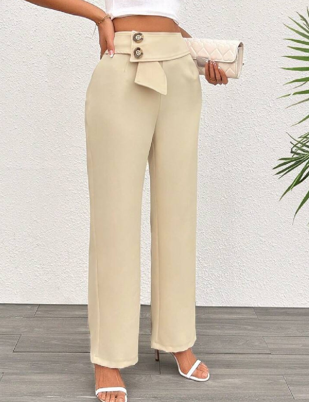 Pantaloni SHEIN, crem - 1 | YEO