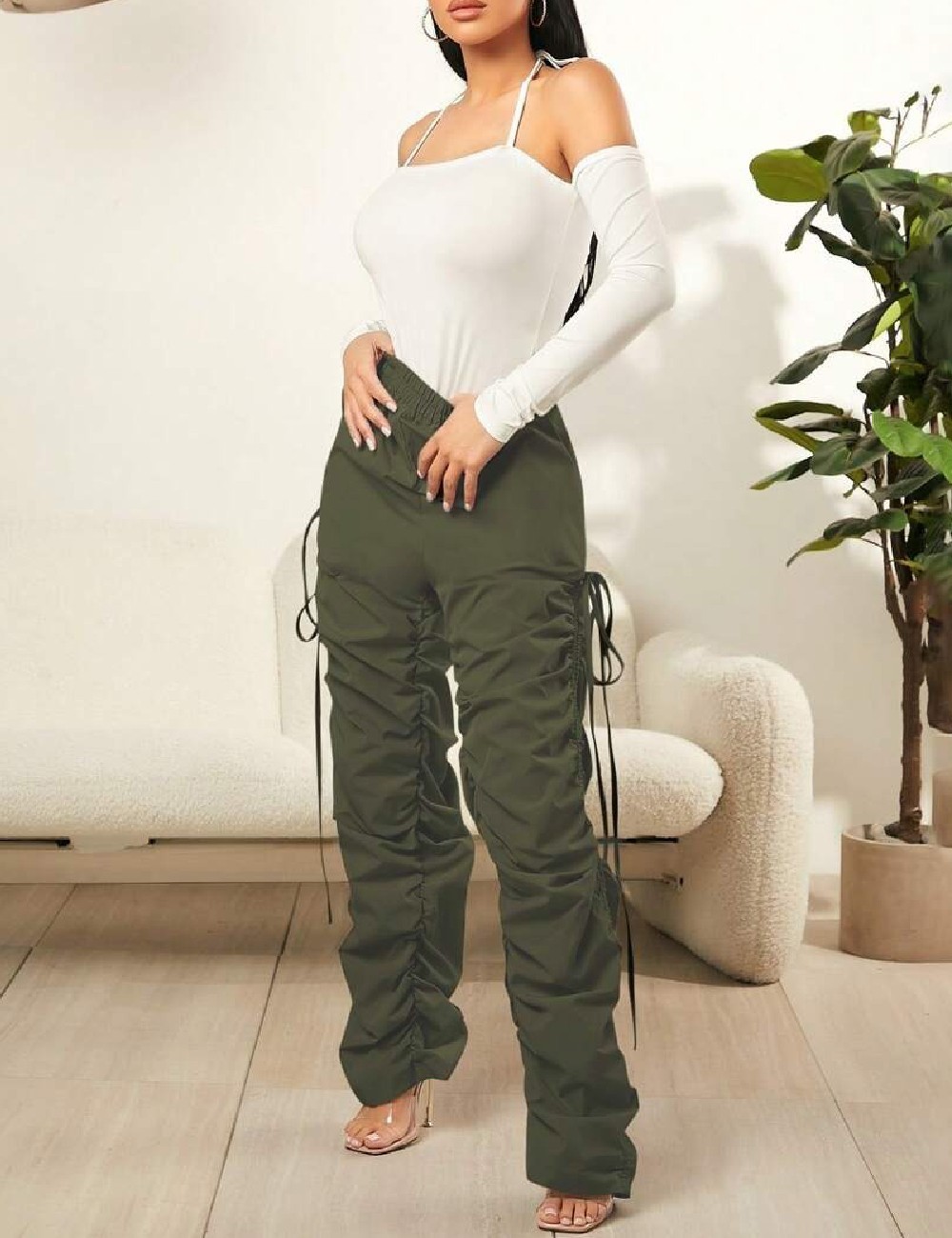 Pantaloni SHEIN, verde - 1 | YEO