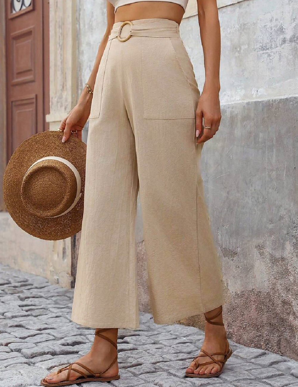 Pantaloni SHEIN, crem - 1 | YEO