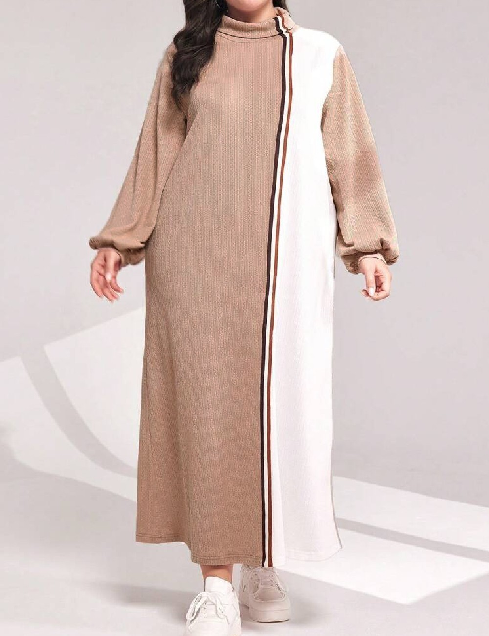 Rochie lunga SHEIN CURVE, maro deschis - 1 | YEO