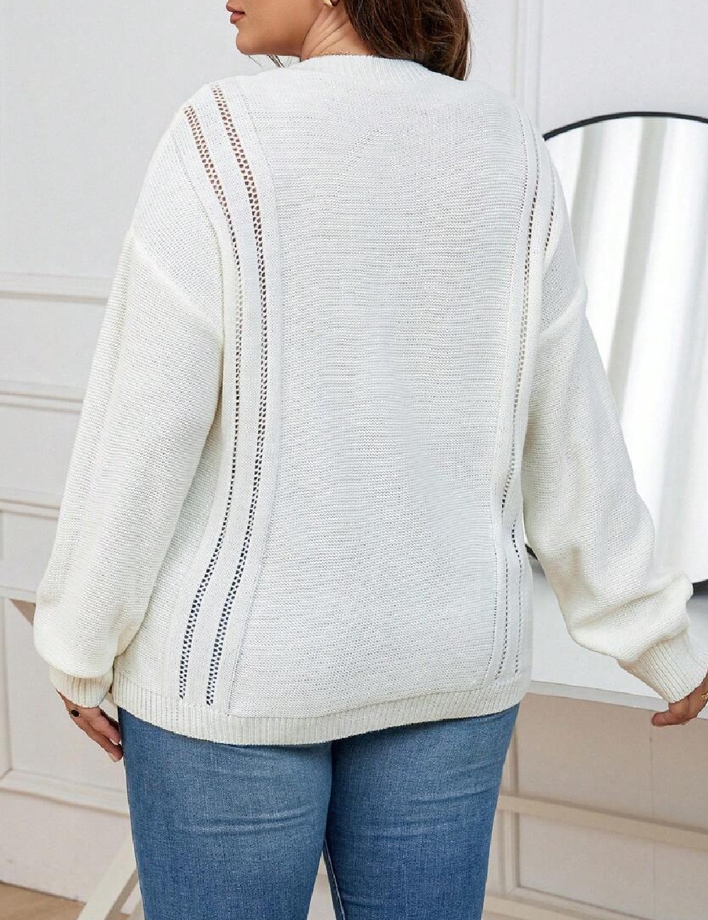 Pulover SHEIN CURVE, ecru - 1 | YEO