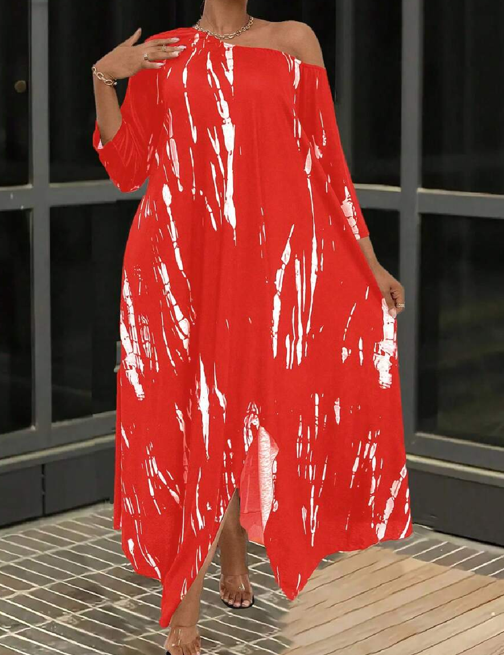Rochie lunga SHEIN CURVE, rosu - 1 | YEO