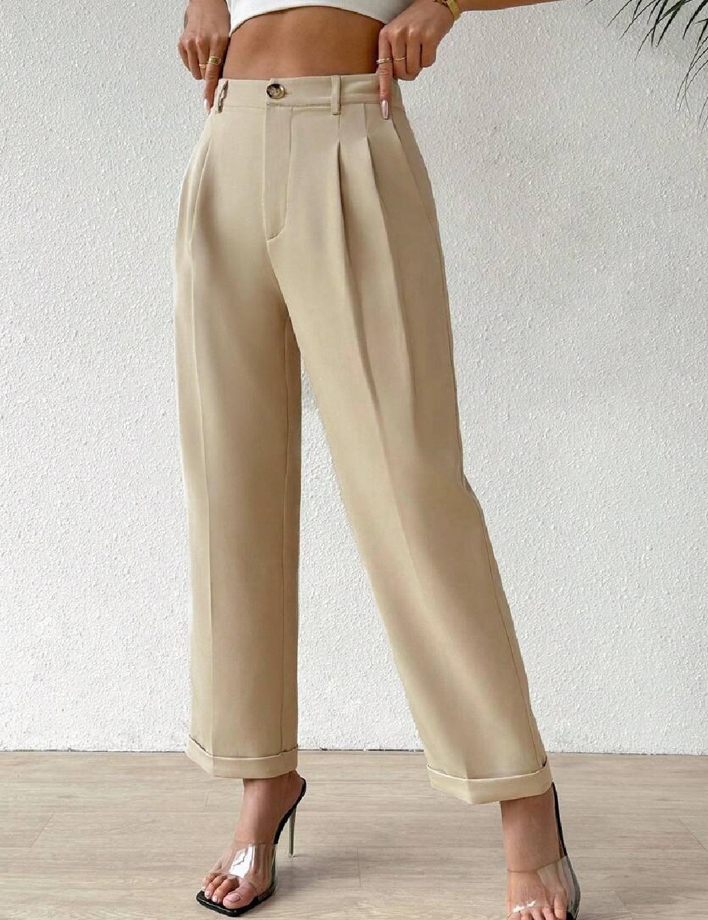 Pantaloni SHEIN, crem - 1 | YEO